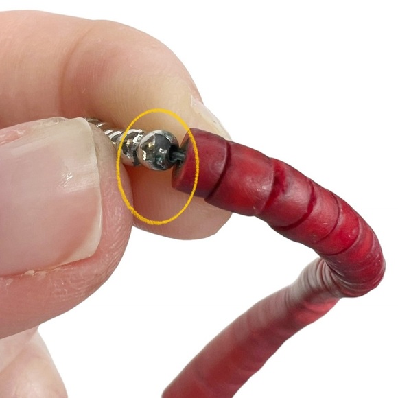 Cherry Red Wooden Disc & Round Ball Statement Necklace - Picture 9 of 9